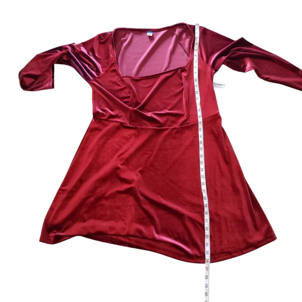 Old Navy Fit and Flare Velvet Mini Dress NWT Scarlet 2X - Picture 14 of 15
